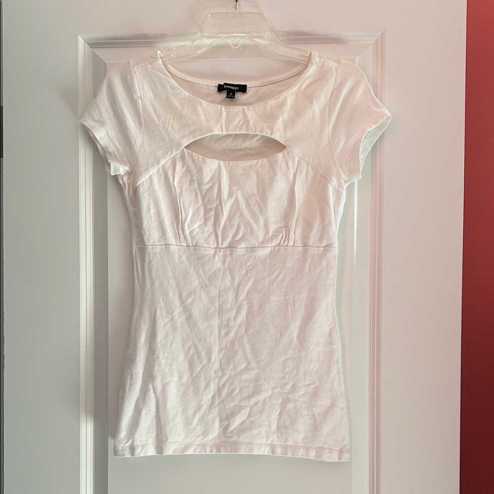 Express White Cut-Out Women Top